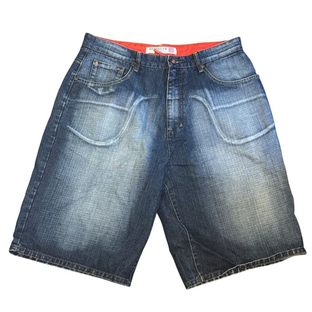 Brooklyn Jeans Co Denim Shorts Mens Size 36 Distressed Wash 5-Pocket Design Blue
